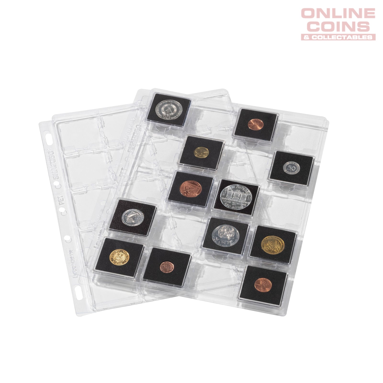 SNAP plastic sheets for 20 QUADRUM coin capsules